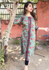 Gorgeous Green Handblock kurta with front border detail