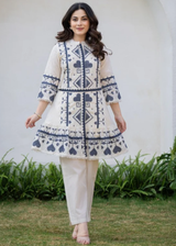 Boho Emboidered Off White Co-ord Set