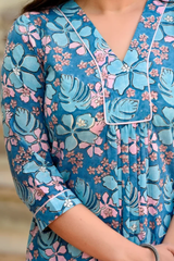 Badra Blue Floral Cotton Suit Set