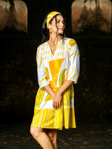 Zivara Lemon Breeze Pintuck Cotton Dress