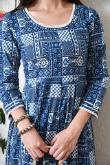 Aafreen Indigo Leher Mosaic Cotton Maxi Dress