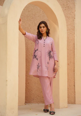 Sun & Moon Pink Embroidered Coord Set