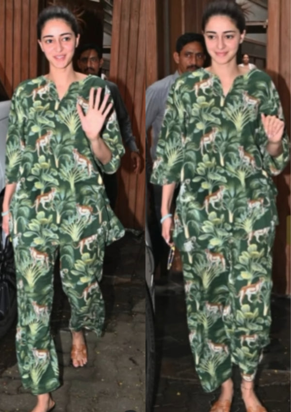 Carnival green printed co-ord set