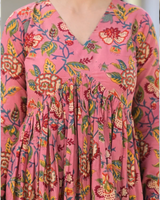 Aleeza Peach Handblock Printed Kurta Pant Set