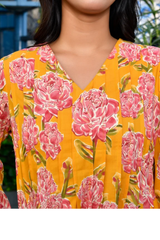 Marigold yellow floral cotton dress