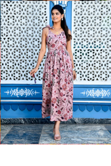 Jassy pink floral cotton dress