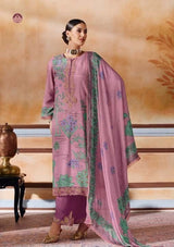 Rumani Light Green Pashmina Suit Set With Appliqué Work With Chinnon Dupatta