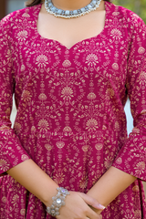 Gulabi Zarihaar Royal Printed Anarkali Suit Set With Chiffon Dupatta