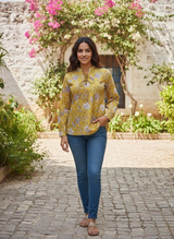Zariya Mustard Sunspell Short Kurti