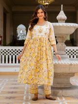 Noor-e-Peeli Palace Mustard Printed Kurta and Pant Only