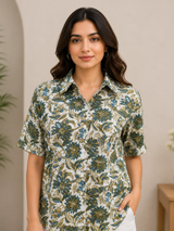 Zaria Bloom Luxe Designer Crepe Shirt