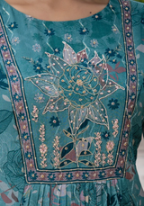Ruby Floral A-line Silk Suit set