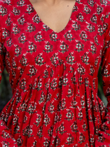Rosso Red  Handblock Printed Short Kurta