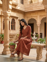 AanganRang Vintage Floral Cotton Dress