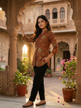 Vasanti Rust Grace Ethnic Printed Short Kurti