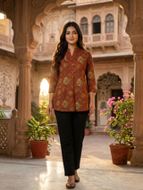 Vasanti Rust Grace Ethnic Printed Short Kurti