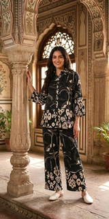 Zariya Noir Black Ikat Co-ord Set