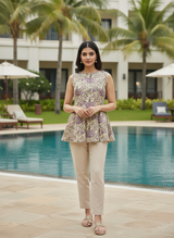 Black Botanica Digital Floral Short Kurti