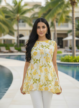 "Neelambari" Turquoise Block-Print Short Kurti