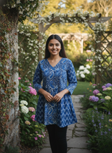 • Neelika Garden Bloom Indigo Short Kurti