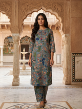 Meher Angoori Print Cotton Suit Set with Chanderi Dupatta