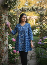 • Neelika Garden Bloom Indigo Short Kurti