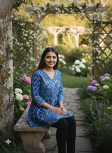 • Neelika Garden Bloom Indigo Short Kurti