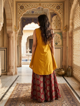 Zarika Mustard Bloom Cotton Kurta Pant Set