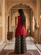 Zarika Maroon Bloom Cotton Kurta Pant Set