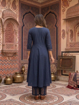 Viraasat Blue Heritage Cotton Suit Set with Cotton Dupatta