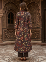 Rangrez Mehfil Kalamkari A-Line Cotton Suit Set with Cotton Dupatta