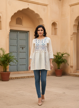 Effortless Elegance Embroidered Boho Tunic Short Kurti