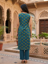 Meher Teal Traditional Print  Cotton Co-Ord Set