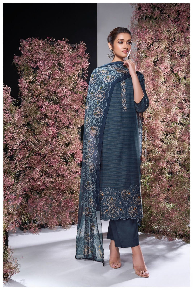 Kali Chandani Black  Premium Woven Solid Embroidered Suit Set