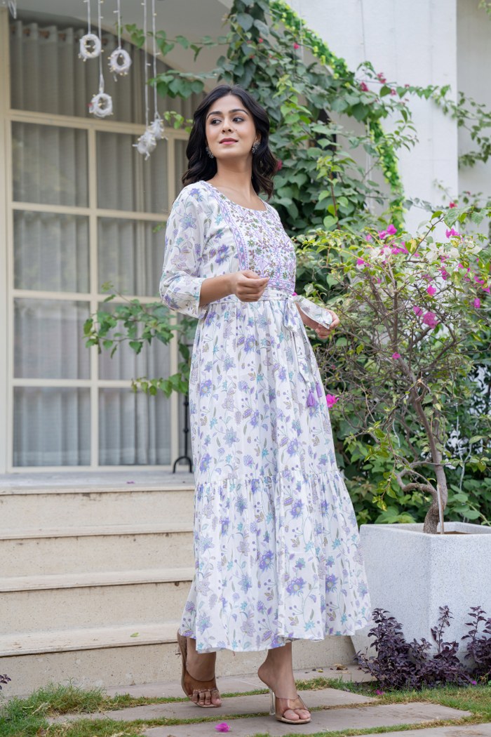 bohemian embroidered dress Purple Printed Maxi feminine aesthetic How to handcrafted zero drop leather shoes Color:Multi Floral Berylove Women Olive Bridesmaid