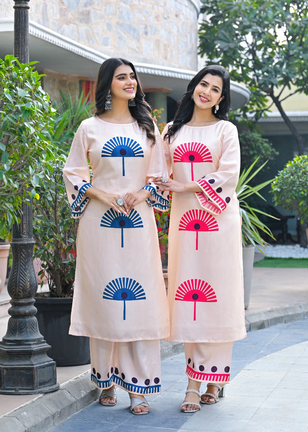 Pankhudi Blue Handblock Printed Cotton Co-Ord Set