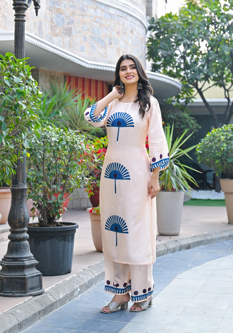 Pankhudi Blue Printed Cotton Co-Ord Set