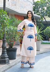 Pankhudi Blue Printed Cotton Co-Ord Set