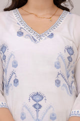 Lily white suit set with cotton dupatta