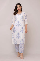 Lily white suit set with cotton dupatta