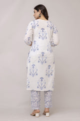 Lily white suit set with cotton dupatta