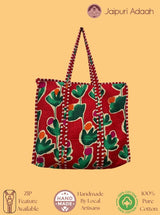 Rose red quilted tote bag