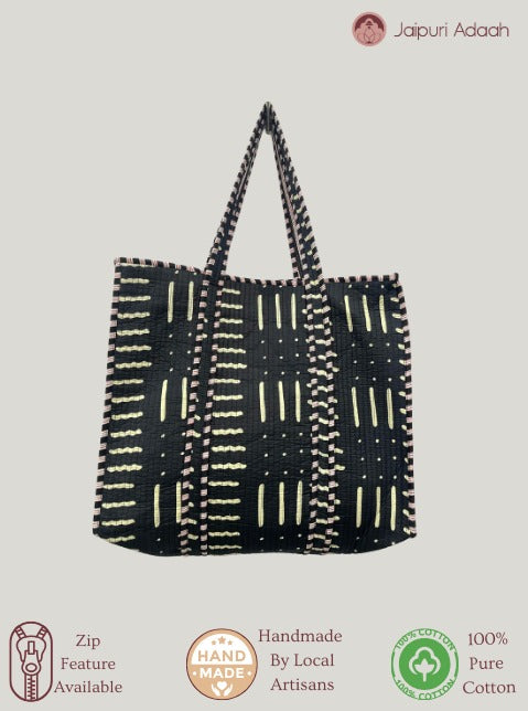 Swing black quilted tote bag