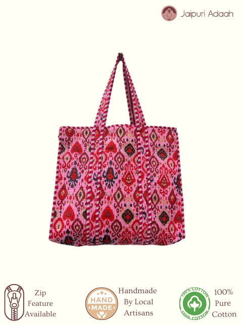 Rave pink quilted tote bag