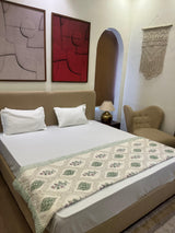 Floral Nest Light Green Reversible Handblock Printed Single Bed Jaipuri Razai