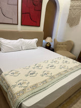 Earthbound Light Green Reversible Handblock Printed Cotton Single Bed Jaipuri Razai