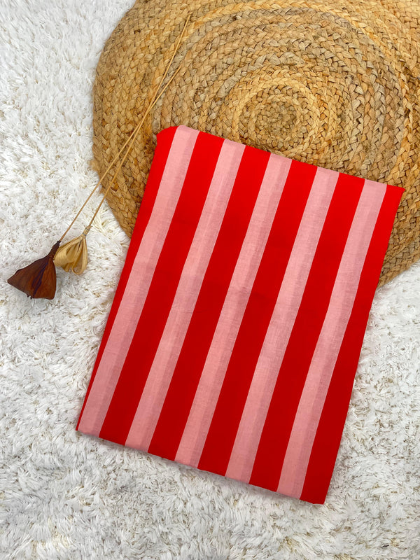 Candy orange stripes printed cotton fabric