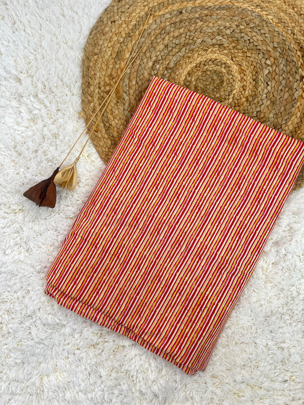 Sugar pink stripes printed cotton fabric(WIDTH 42 INCHES)