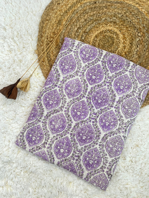 Martini purple jaal handblock printed cotton fabric(WIDTH 42 INCHES)
