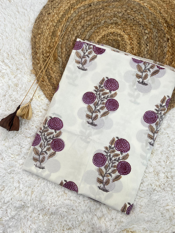 Defodills purple buta handblock printed cotton fabric(WIDTH 42 INCHES)